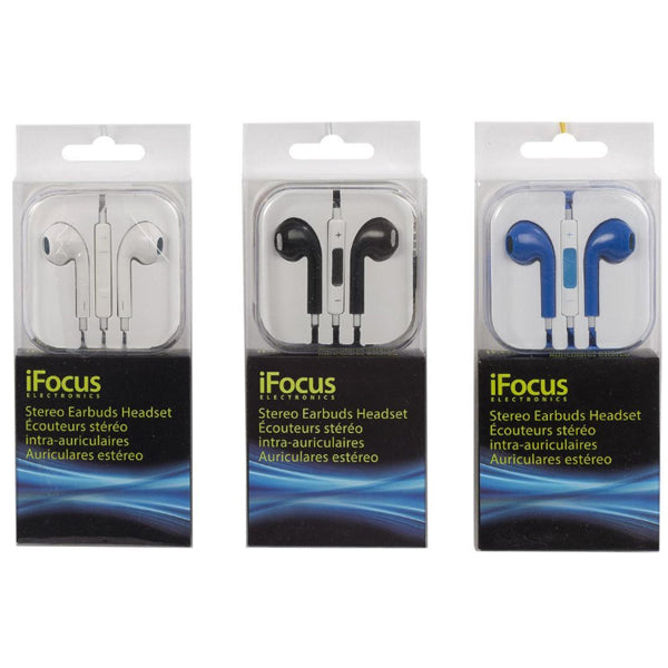 iFOCUS - STEREO EARBUDS HEADSET 3COLORS EA