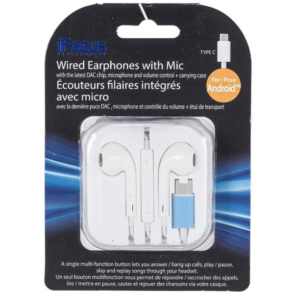 iFOCUS - WIRED EARPHONES WITH MIC FOR ANDROID PHONES EA