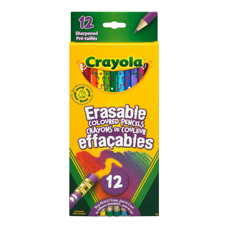 CRAYOLA - 12PC ERASABLE COLOURED PENCILS 1EA