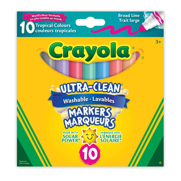 CRAYOLA - 10PC WASHABLE ULTRA CLEAN BROAD LINE BOLD MARKERS 1EA