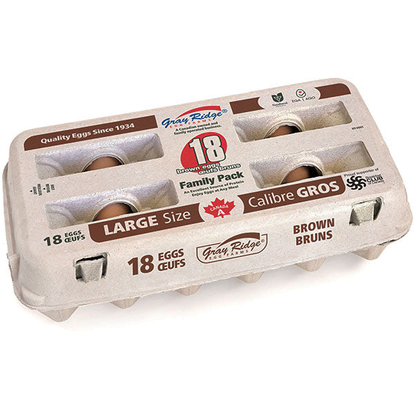 GRAY RIDGE - EGGS LARGE BROWN 18EA