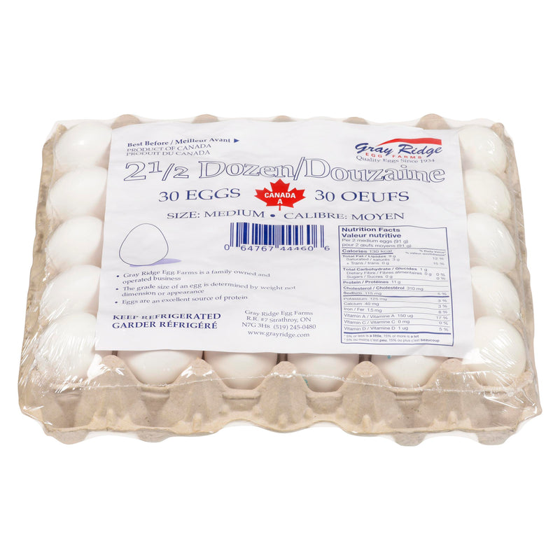 GRAY RIDGE - GRAYRIDGE WHITE MEDIUM EGGS 30PK