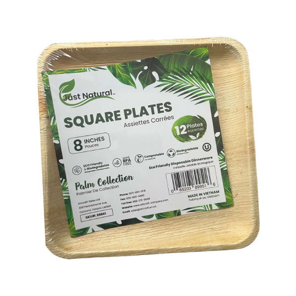 JUST NATURAL - 8IN SQUARE PLATES 12EA