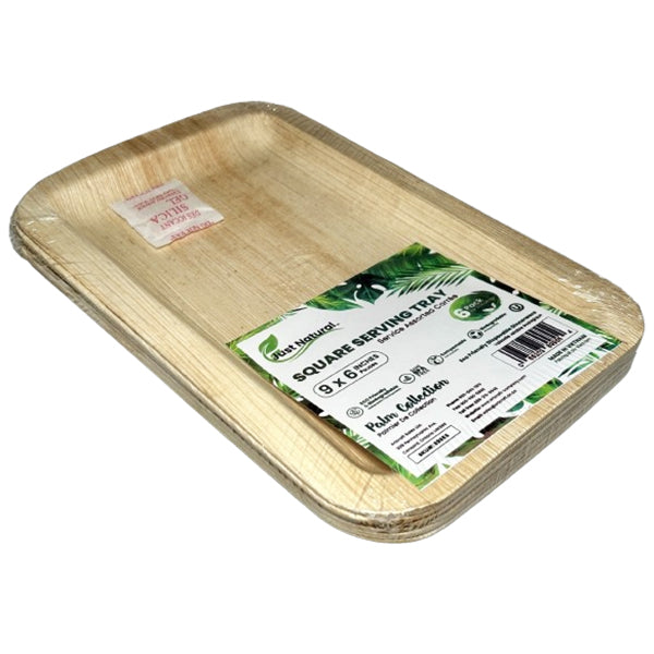 JUST NATURAL - 9x6IN SQUARE SERVING TRAY- 3CM DEEP 6EA