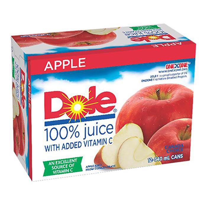 DOLE - APPLE JUICE 100 PERCENT 12x340ML