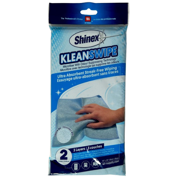 SHINEX - KLEANSWIPE MICROFIBER W/ODOUR SUPRESSING TECHNOLOGY 10x10 2PK