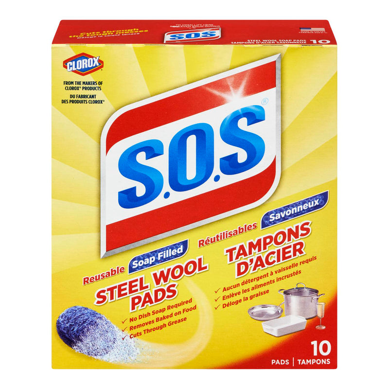 SOS - STEEL WOOL SOAP PADS 10