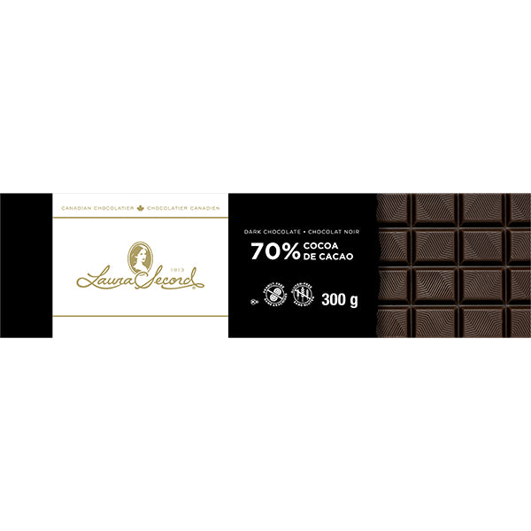 LAURA SECORD - 70% DARK CACAO CHOCOLATE BAR 300GR