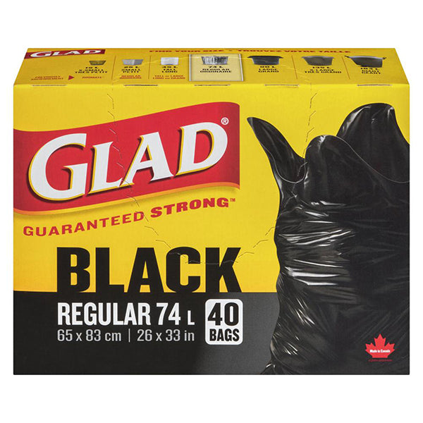 GLAD - BLACK REGULAR 74L 65CM x 83CM 40CT