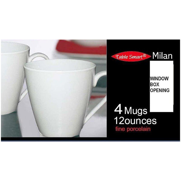 TABLE SMART - 12OZ MUG ROYAL WHITE PORCELAIN 4 PK