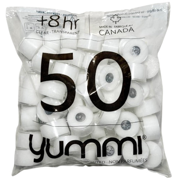 YUMMI - 8HR CLEAR CUP TEALIGHT CANDLES 50EA