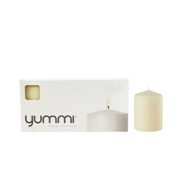 YUMMI - PILLAR CANDLE 2.8X4IN IVORY 3EA