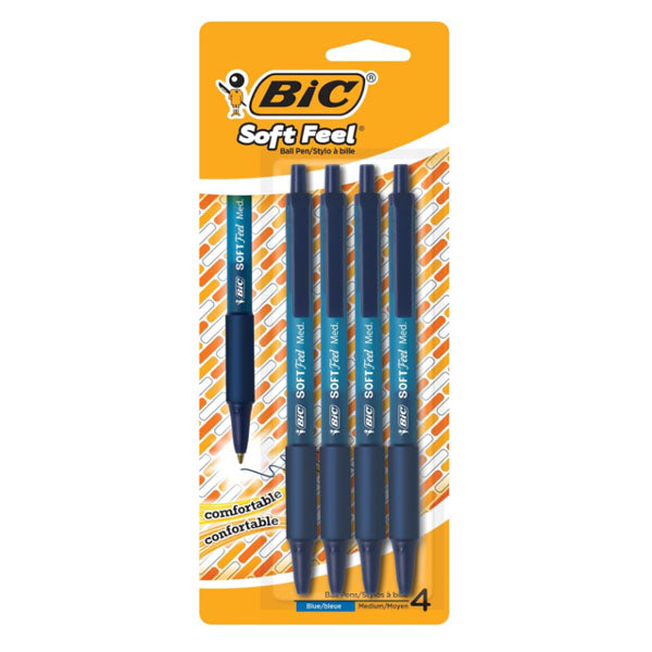 BIC - SOFT FEEL MEDIUM 4PC BLUE PEN 1EA