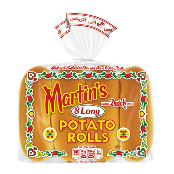 MARTIN'S FAMOUS POTATO ROLLS - MARTINS LONG (HOT DOG) 8EA