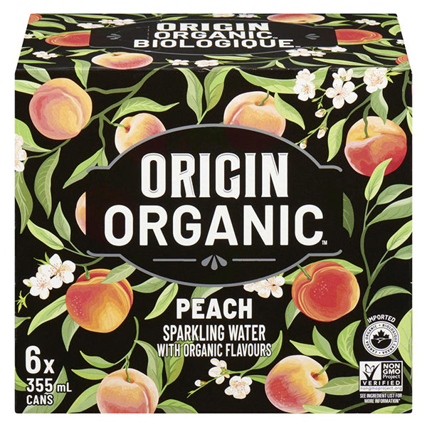 ORIGIN ORGANIC - SPARKLING WATER PEACH 6x355 ML