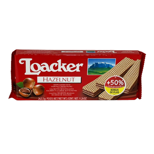 LOACKER - WAFERS 50% MORE HAZELNUT 262.5GR