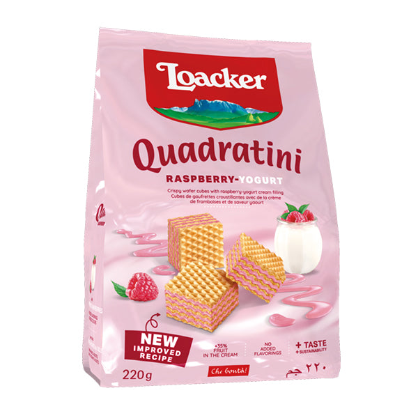 LOACKER - QUADRATINI  RASPBERRY YOGURT 220GR