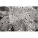 5/8IN WHITE SILVER STRIPPED CHIFFON RIBBON 50YD