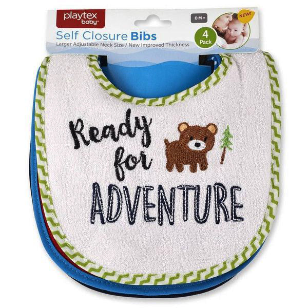 BABIES - PLAYTEX 4-PACKS BIBS READY FOR ADVENTURE EA