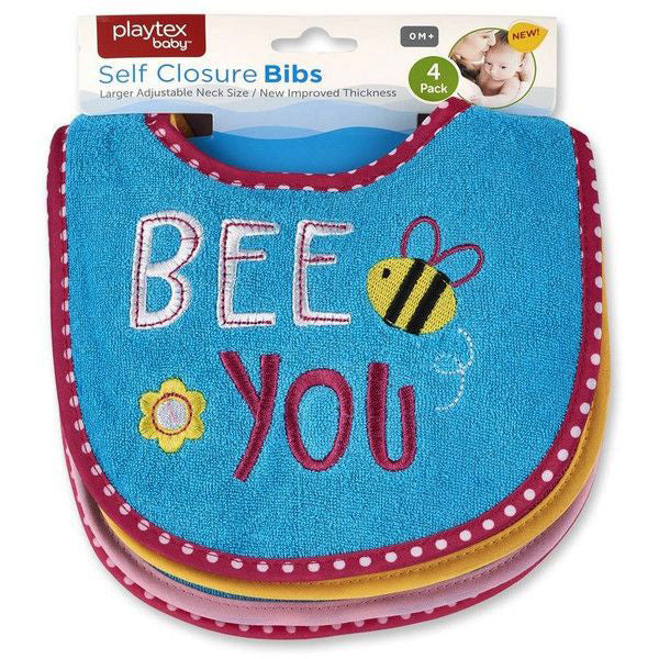 BABIES - PLAYTEX 4-PACKS BIBS BEE YOU EA