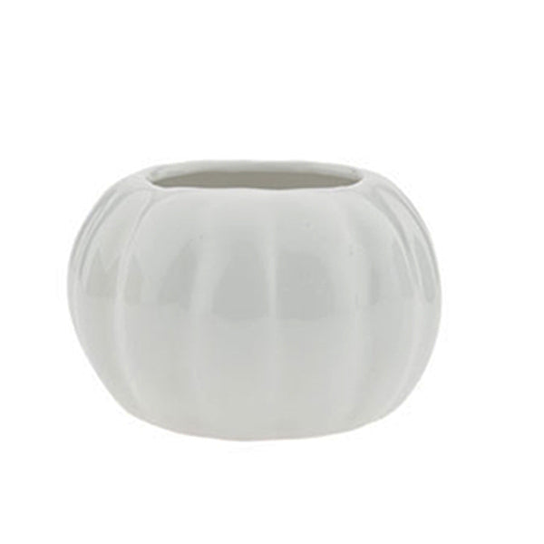 HOFLAND - 5IN CERAMIC PUMPKIN POT WHITE MATTE EA