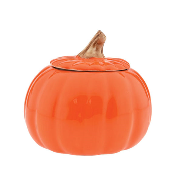 JOHN G HOFLAND - CERAMIC PUMPKIN POT W/ LID ORANGE 1EA