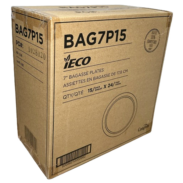 IECO - 7" BAGASSE PLATE 24x15 EA