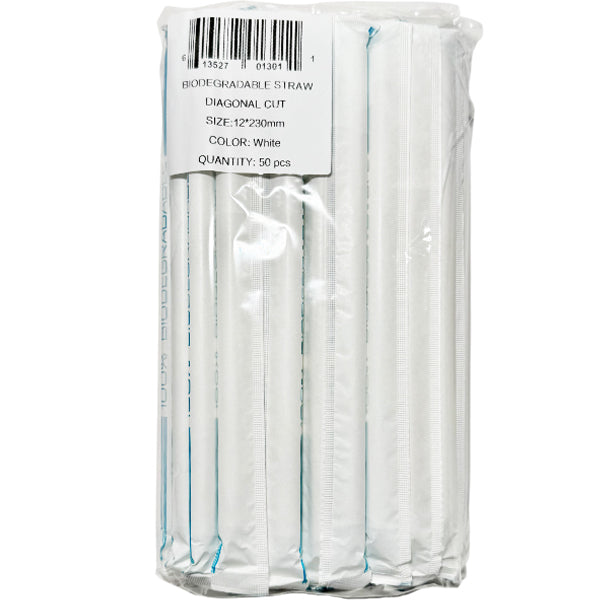 TEA CHOICE - 12IN BIODEGRADABLE STRAW 230MM WHITE 20x50 CT