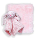 RIDGED PLUSH BLANKET W/NUNU PINK BUNNY 14x14 IN