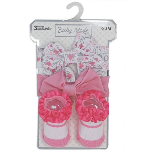 BABY GIFT SET - 3PC BOW TIE PINK EA