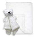 RIDGED PLUSH BLANKET W/NUNU WHITE BEAR 14x14 IN