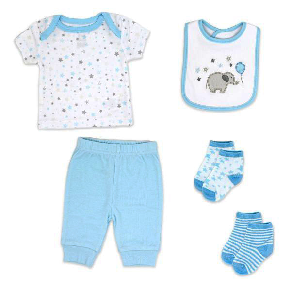 BABIES - 5-PC COTTON ELEPHANT SET- BLUE EA