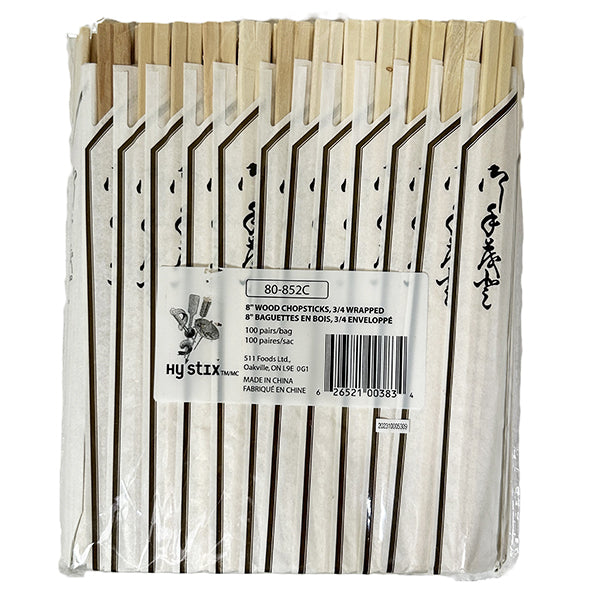 HY STIX - 8" CHOPSTICK BIRCH 3/4 WRAPPED 100EA