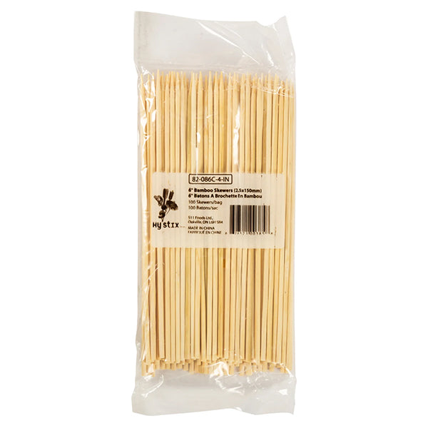 HT STIX - 6IN BAMBOO SKEWERS 2.5x150MM 100CT