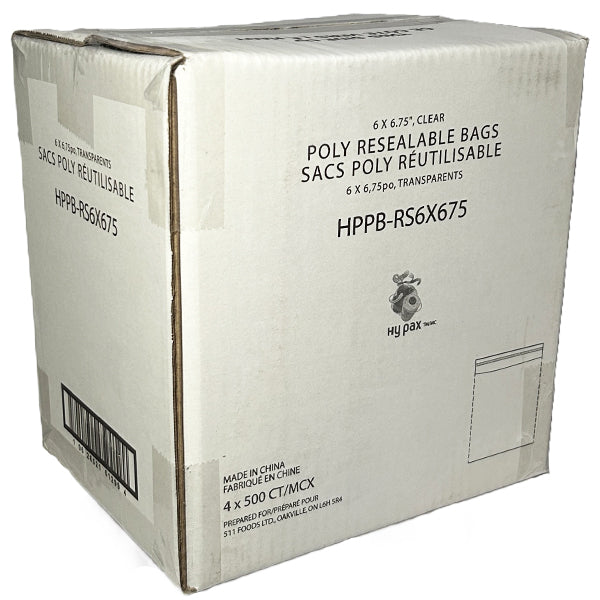 HYPAX - BAG RESEALABLE POLY 6X6.75 WITH STRIP 500EA