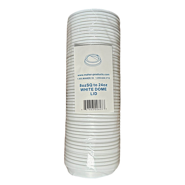 MAHER - DOME LIDS WHITE 10OZ-20OZ 50 PK