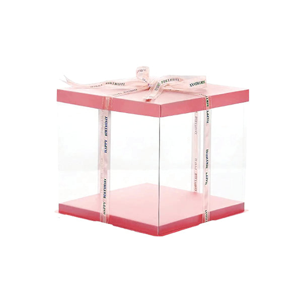 E2E - CAKE BOX 6" PINK WITH WINDOW 10EA