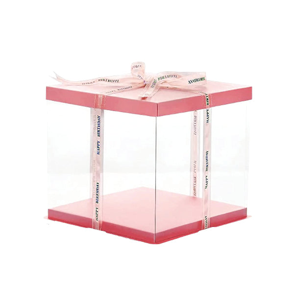 E2E - CAKE BOX 8" PINK WITH WINDOW 10EA