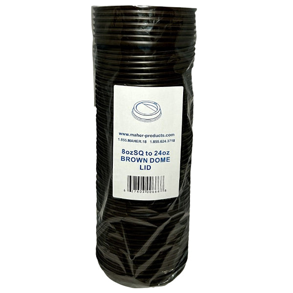 MAHER PRODUCTS - DOME LIDS BROWN 8OZ-20OZ 50 PK
