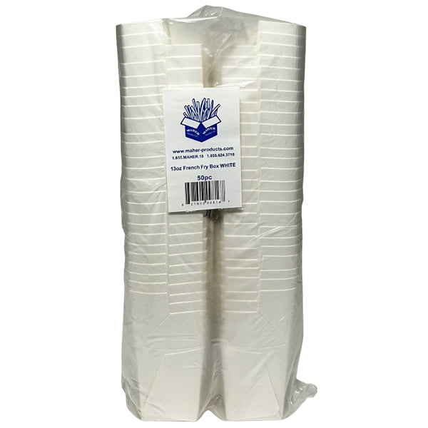MAHER - FRENCH FRY BOX WHITE 13oz 50 PK