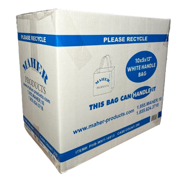 MAHER - 10x5x13 WHITE ROPE HANDLE PAPER BAG 250 PK