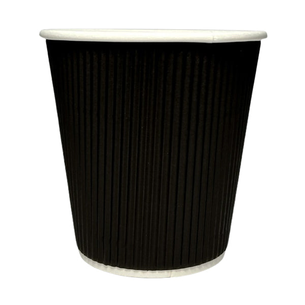 MAHER PRODUCTS - 8oz SQUAT BLACK RIPPLE WALL CUP 25 PK