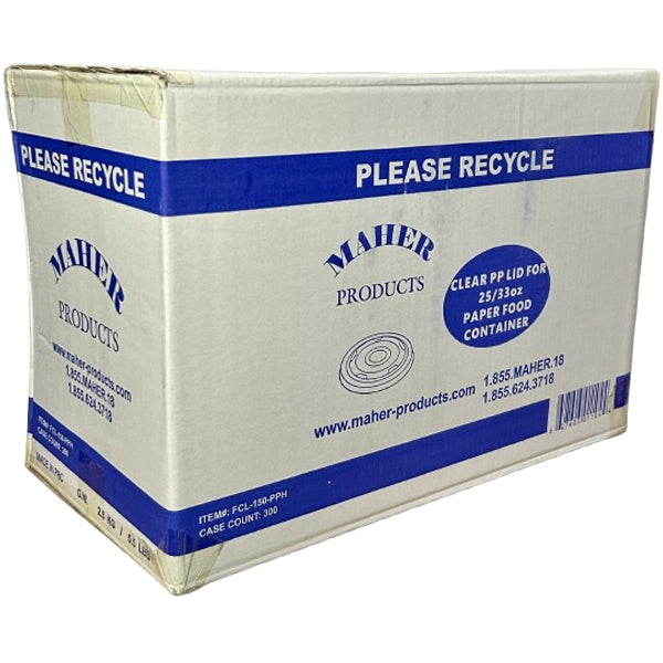 MAHER PRODUCTS - CLEAR PP LID FOR 25/33oz PAPER FOOD CONTAINER 6x50 PK