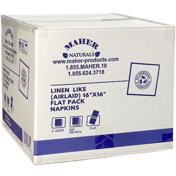 MAHER - 16"x16" AIRLAID NAPKIN FLAT PACK WHITE LINE 5x200 PK