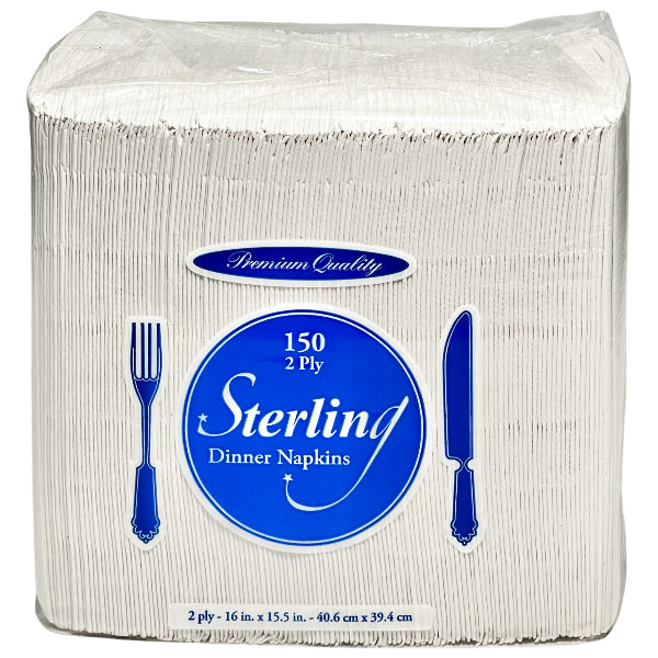 STERLING - 2 PLY DINNER NAPKINS 150CT