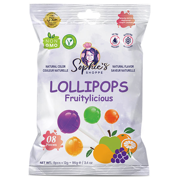 SOPHIE SHOPPE - FRUITYLICIOUS LOLLIPOPS 24x96 GR