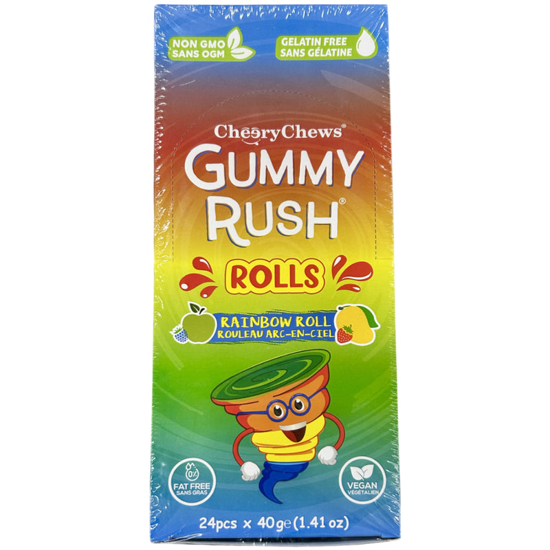 CHERRY CHEWS - GUMMY RUSH RAINBOW ROLLS 24x40 GR