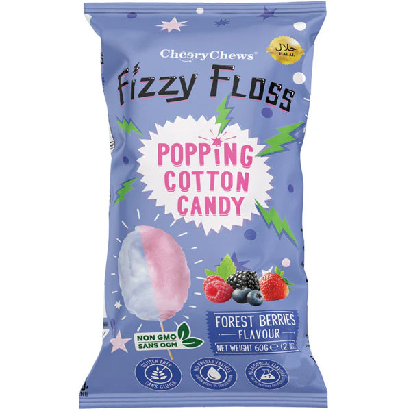 CHERRY CHEWS - FIZZY FLOSS COTTON CANDY FOREST BERRIES 60GR