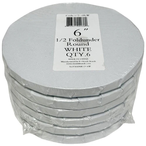ROYAL - 6IN WHITE ROUND WRAPPED CAKE BOARDS 1/4IN THICK 12EA