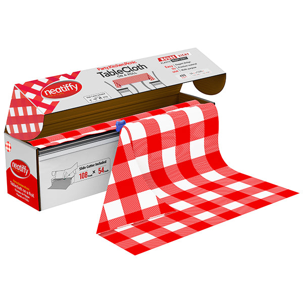 NEATIFFY - RED CHECKER TABLECLOTH 54INx108FT 1ROLL